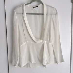 HENCE 100% Silk Beautiful Long Sleeve White Wrap Blouse EU 40 / US 10 $275